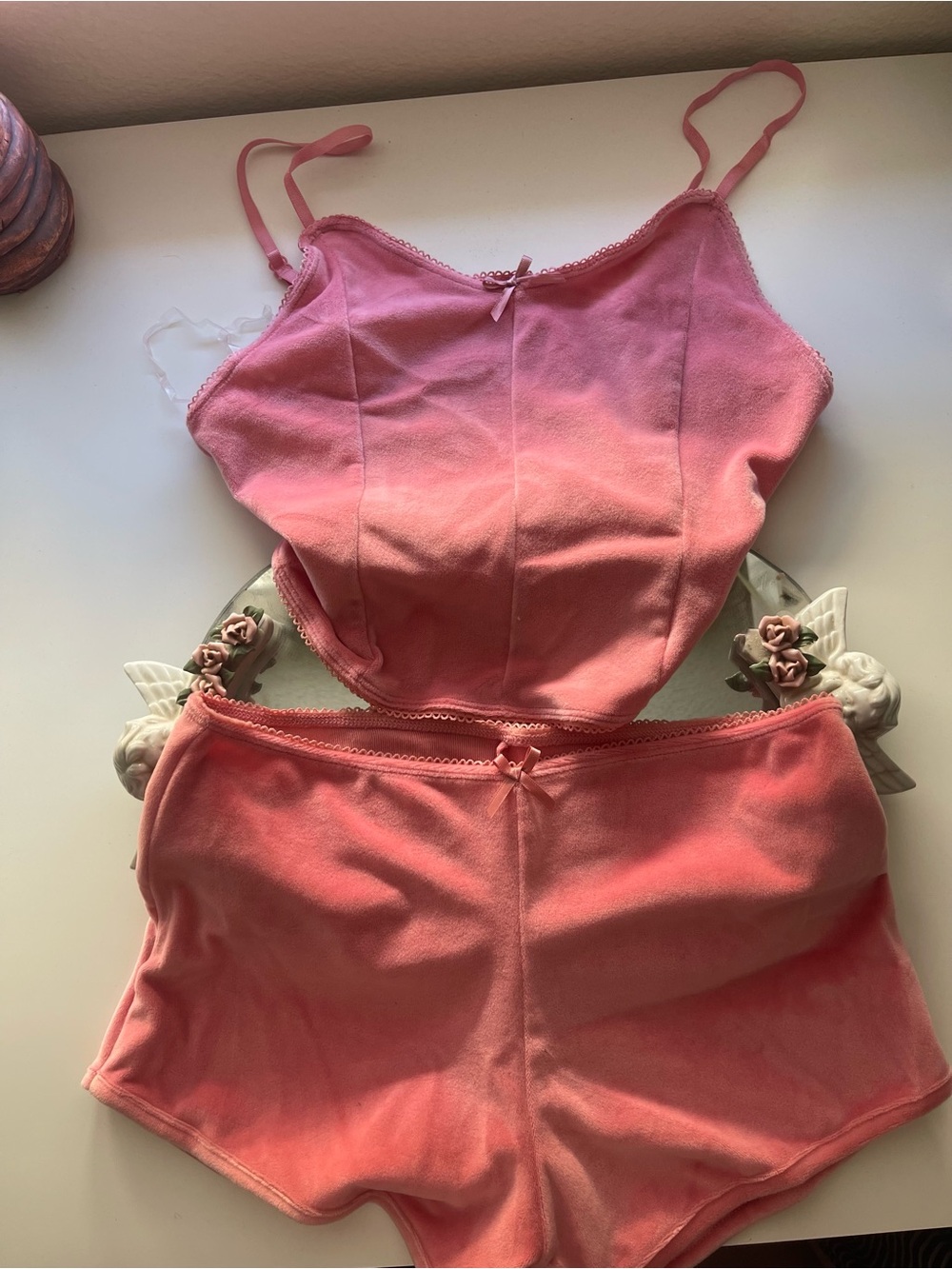 Fashion Nova Blush Pink Velvet Cami & Shorts Loungewear Set